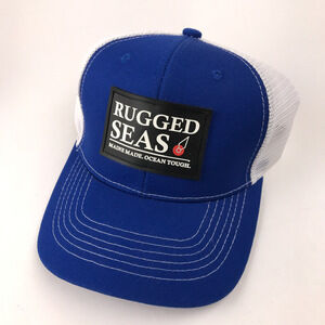 Rugged Seas Maine Made Ocean Tough patch trucker hat blue white